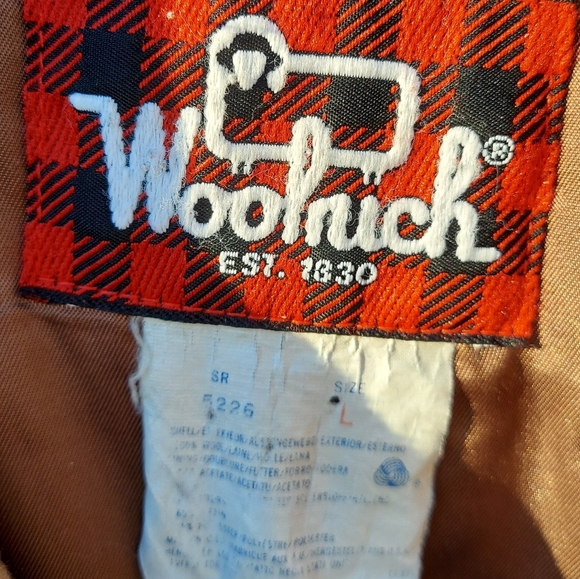 Vintage WOOLRICH Wool Coat Flight Jacket Tan Lined Large Made in USA Blouson EUC - Picture 8 of 16